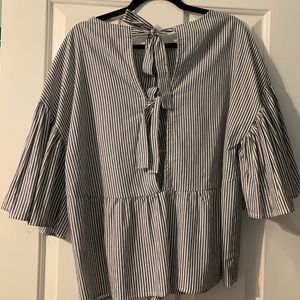 The Impeccable Pig Tops - Layered short sleeve striped blouse The Impeccable Pig Tops - Layered short sleeve striped blouse